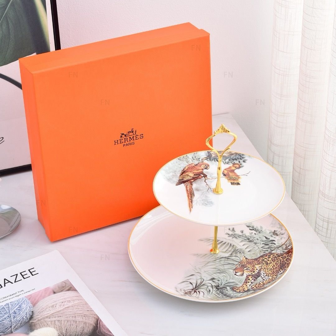 Hermes  Carnets D Equateur Bird and tiger sweet serving tray